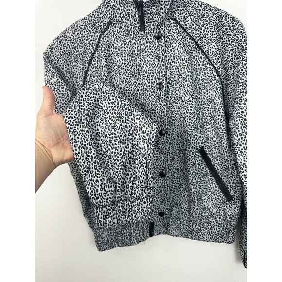 Allfenix White Leopard Print Cropped Full Zip Jacket Anthropologie Medium - Picture 6 of 12
